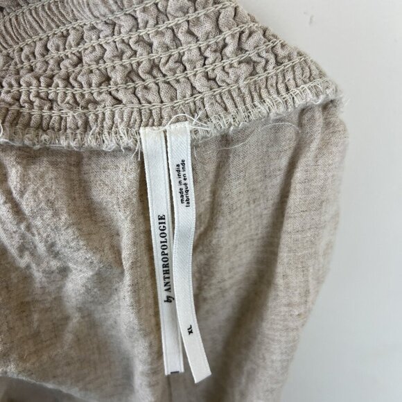 By Anthropologie Beige Pull On Linen Pucker Micro Shorts - Picture 4 of 6